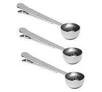 iplusmile 3 piezas Cucharas Medidoras Inoxidable con Clip para Café Leche Polvo y Multifuncionales y Fáciles de Limpiar