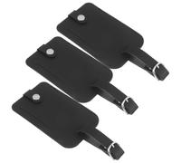iplusmile 3 Piezas Etiqueta para Maleta de Viaje en Pu Negra Diseño Elegante y Duradero, Adecuado para Entornos Profesionales y Aeropuertos, Minimiza Riesgos de Pérdida