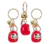 iplusmile 3 Piezas Llavero de Buena Suerte Daruma Japonés para Bolsos y Monederos, Diseño Auténtico de Resina, Ligero y Decoración Versátil para Recuerdos de Fiesta