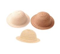 iplusmile 3 Piezas Sombreros de Paja Miniatura para Muñecas Tonos Beige y Café Accesorios Creativos Tejidos para Manualidades y Decoración de Casas de Muñecas