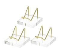 iplusmile 3 Piezas Soporte de Exhibición Metálico con Base Acrílica Caballete Decorativo para Coleccionables y Piedras de Unidades para Hogar Oficina y Exposiciones