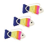 iplusmile 3 Piezas Unidades Tablero Rascador para Gatos Forma de Pez Juguete de Sisal Natural Alfombrilla para Arañar Diseño Colgante Pequeño Colores Surtidos para Gatitos y Color Aleatorio