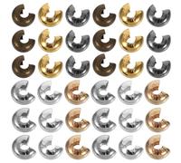 iplusmile 300 Piezas Tapas Metálicas Semicirculares para Engarzar Cuentas Cubre Nudos Forma de C Colores Oro Plata y Bronce Kit 6 Compartimentos para Joyería DIY y Acabado Profesional
