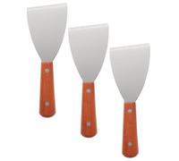 iplusmile 3Piezas Espátula Inoxidable Triangular para Cocina de Utensilio Portátil para Asar y Limpiar Mango de Madera para Postres y Parrillas