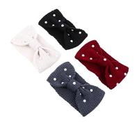 iplusmile 4 de Invierno Diseño Elegante y Forma de Moño de Lana con Lazo y Perlas Cálidas y Cómodas para Mujer y Niña