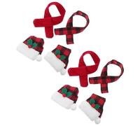 iplusmile 4 Juegos Sombreros Mini Santa con Bufanda Buffalo Plaid Rojo Negro Adorno Mesa Fiesta Centro Navideño