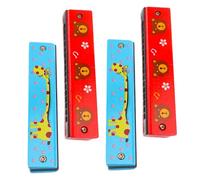 iplusmile 4 piezas Armónica de Madera para Juguete Musical Doble Diseño de Dibujos Animados Color Aleatorio Color Aleatorio Color Aleatorio