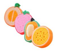iplusmile 4 Piezas Esponjas de Baño para Niña Forma de Frutas Suaves y Texturizadas para Jabones para Ducha Seguras y Divertidas Pack de Esponjas Infantiles para Baño y Varios estilos