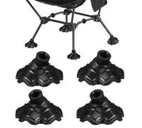 iplusmile 4 Piezas Fundas Protectoras para Patas de Silla y Taburete de Camping Diseño Aletas de Rana, Plástico Negro Antideslizante, Fáciles de Instalar para Barbacoas y Exteriores