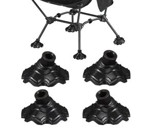 iplusmile 4 Piezas Fundas Protectoras para Patas de Silla y Taburete de Camping Diseño Aletas de Rana, Plástico Negro Antideslizante, Fáciles de Instalar para Barbacoas y Exteriores