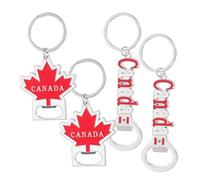 iplusmile 4 Piezas Llavero Canadiense de Aleación de Zinc con Abridor, | Diseño Único con Hoja de Arce, Portátil y Ligero, para Viaje, Aniversario y Obsequio de Recuerdo