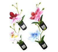 iplusmile 4 Piezas Orquídeas Artificiales Plástico, en Maceta, Orquídea Falsa Mini, sin Riego ni Fertilizante, Decoración de Mesa para Hogar y Oficina