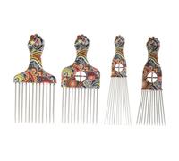 iplusmile 4 piezas Peine para Cabello Rizado y Afro de Acero Inoxidable Peine de Dientes Anchos para Desenredar Peluca Peineta Ergonómica para Peinados DIY de Unidades