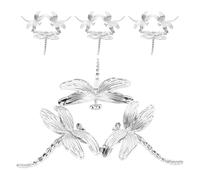 iplusmile 4 Piezas Soporte de Bola Decorativa de Libélula Base de Metal Plateado para Esfera y Globo de Pedestales para Exhibición Segura de Piedras y Canicas Escritorio y Vitrina