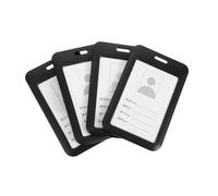 iplusmile 4 piezas Soporte para Tarjetas de Identificación Vertical con Ventana Transparente Estuche Duro para Tarjetas Protector de Plástico para Oficina y