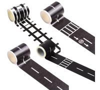 iplusmile 4 Rollos de Cinta Washi de Tráfico para Juguetes de Tren, Adhesiva y Removible, Papel Washi Creativo para Pistas DIY al Aire Libre y Juegos Infantiles
