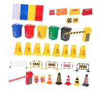iplusmile 40 Piezas Mini de Tráfico de Plástico Conos de Construcción y Barreras Educativo para Cubo de Basura y Señal de Paso Peatonal Juguetes Didácticos para Aprendizaje Vial
