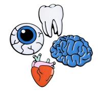 iplusmile 4piezas Broche de Órgano Creativo Broches Forma de Cerebro Corazón Ojos y Dientes para Ropa Mochila Obsequio Novedoso