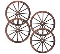 iplusmile 4piezas Decoración de Rueda de Madera Vintage Colgante para Pared Estilo Carreta Rústica Adorno Ligero para Interiores Fiesta Oeste