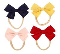 iplusmile 4piezas Diadema Lazo Para Niña De Algodón y Lino Lazo Decorativo Suave Rastro Para Recién Nacidas y Pequeñas Accesorios Pelo Para Fotografía Infantil
