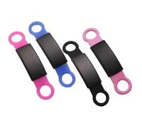 iplusmile 4piezas Etiquetas de Identificación para Mascotas Resistente Silicona Antipérdida para Perros y Gatos Grabado Personalizado Accesorios Prácticos Colores Negro Rosa y Azul