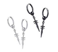 iplusmile 4piezas Pendientes Clip De Moda Estilo Hip Hop Unisex Ligero Metal Negro y Plateado Para Parejas Diarias