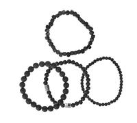 iplusmile 4piezas Pulsera de Platillo Volante Negra para Hombre con Gemas y Circonitas Pulsera de Cuentas Estilo Hip Hop para Looks Cotidianos Fiesta