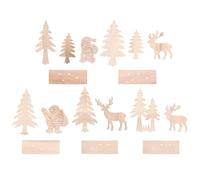 iplusmile 5 Piezas de Adornos de Mesa Navideños de Madera Decoración Navideña para Fiestas Familiares Manualidades para Colorear Decoración de Mesa de Madera Temática Navidad