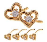 iplusmile 6 Piercings Para La Nariz Con Forma De Corazón Y Gancho Torcido Para Mujer En Forma De L Dorados