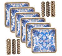 iplusmile 6 piezas Botones de Presión de Aleación y Vidrio Estilo Qinghua Accesorios DIY para Ropa Bolsos Sombreros Broches Metálicos Clásicos para Costura y Manualidades