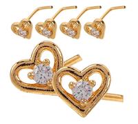 iplusmile 6 Piezas De Aro De Nariz Con Forma De Corazón Con Forma De Gancho Torcido Para Labio Para Tabique Nasal Pequeño Para Ombligo Dorado