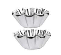 iplusmile 6 Piezas Molde para Tartaletas Inoxidable Diseño Floral Reutilizable para Hornear Muffins y Cupcakes para Bizcochos y Postres Cocina