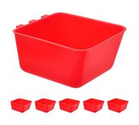 iplusmile 6 Tazas Colgantes 12,5x9,5x6 Cm para Jaula de Pájaros y Conejos, Cuencos Engrosados de Plástico Rojo Dispensador de Comida y Agua Comedero Versátil para Mascotas Pequeñas