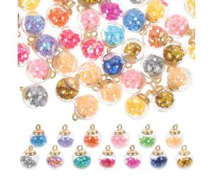 iplusmile 60 Piezas de Bolas de Cristal para Hacer Joyas con Brillantina, Material Vidrio y Plástico, Fácil de Conectar y Resistente para Manualidades DIY Color Aleatorio