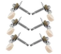 iplusmile 6piezas Clavijas De Afinación Para Guitarra Folk Resistente Pequeñas y Ligeras De Instrumento De Fácil Instalación Izquierda y Derecha Acabado Plata Con Cabeza Blanca