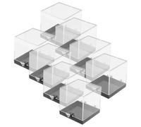 iplusmile 8 piezas Caja de Exhibición Cuadrada Transparente para Muestras Minerales con Base Contenedor para Almacenamiento y Colección de Especímenes