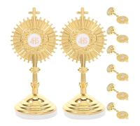 iplusmile 8 Piezas Crucifijos Metálicos Base Dorada Estatua Católica para Decoración Religiosa de Mesa Altar Hogar Capilla y Oración Diseño Detallado y Duradero