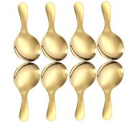 iplusmile 8 piezas Cucharillas Inoxidable de Cucharas Pequeñas con Mango Corto para Sopa Postres y Condimentos Ligeras y Fáciles de Almacenar Color Dorado