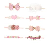 iplusmile 8 Piezas Diadema Lazo De Flores Para Bebe Recién Nacido Diadema De Flores Sin Rastro Para Ceremonia De Bautizo