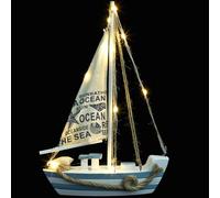 iplusmile Adorno de Barco de Madera con Luces Led, Decoración Mediterránea para Hogar y Oficina, Modelo Artesanal de Vela para Escritorio, Accesorio Decorativo Náutico Pequeño y Creativo