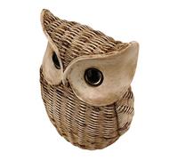 iplusmile Adorno de Ratán Búho Creativo Escultura Artesanal para Escritorio Decoración Vintage para Hogar Resina y Ratán Figura Decorativa Única