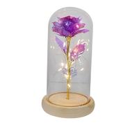 iplusmile Adorno De Rosa con Luz Led De Cristal Decoración Romántica Obsequio De San Valentín para Hogar Flor Artificial con Base De Madera