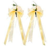 iplusmile Adorno para Coche de Boda 2 Piezas Flores Artificiales Realistas para Espejo Retrovisor Decoración de Boda Romántica Suministros para Recién Casados