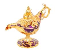 iplusmile Adorno Vintage Lámpara Aladino Decorativo Escritorio Luz Deseos Fiesta Lámpara Aladín Pequeño Dorado Púrpura Ornamento Mesa Retro Multifunción para Hogar Oficina Regalo