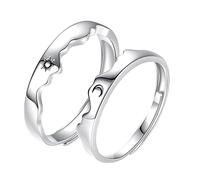iplusmile Anillo Ajustable Abierto con Grabado de Luna Diseño Unisex Elegante para Mujer y Hombre Joyería Romántica para Enamorados Aniversario y San Valentín