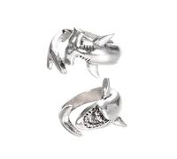 iplusmile Anillo Envolvente De Animales Ajustable Abierto Para Dedo y Pulgar, Diseño Vintage De Gran Tiburón, Conjunto De 2 Piezas, Aleación Metálica, Tamaño Único, Para Mujer y Hombre, Uso Diario