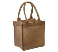 iplusmile Bolsa De Yute Pequeña con Asas 22x15x23 Cm, Tela De Arpillera Resistente y Recubierta, Reutilizable para Compras, Regalos y Actividades Diarias