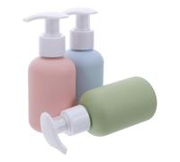 iplusmile Botellas de Viaje para Loción 100 Ml Juego de 3 Piezas de Plástico Macaron Dispensador Bomba Antidesbordamiento Recargable y Portátil para Champú y Gel de Ducha