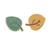 iplusmile Broche De Hoja Otoño 2 Piezas, Broches De Solapa Creativos Para Mujer, Aleación De Zinc, Diseño Japonés, Adorno Para Mochila, Bolso y Ropa, Colores Verde y Amarillo