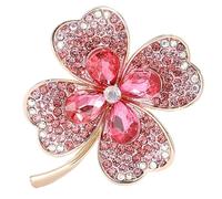 iplusmile Broche de Trébol de Cuatro Hojas para Mujer en Aleación Piedras de Imitación Rosa, Accesorio Portátil y Versátil para Fiestas y Reuniones Elegante y Decorativo